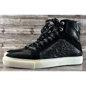 Zadig&Voltaire High Lash crinkled-finish leather sneakers size 41 US 9 Black New